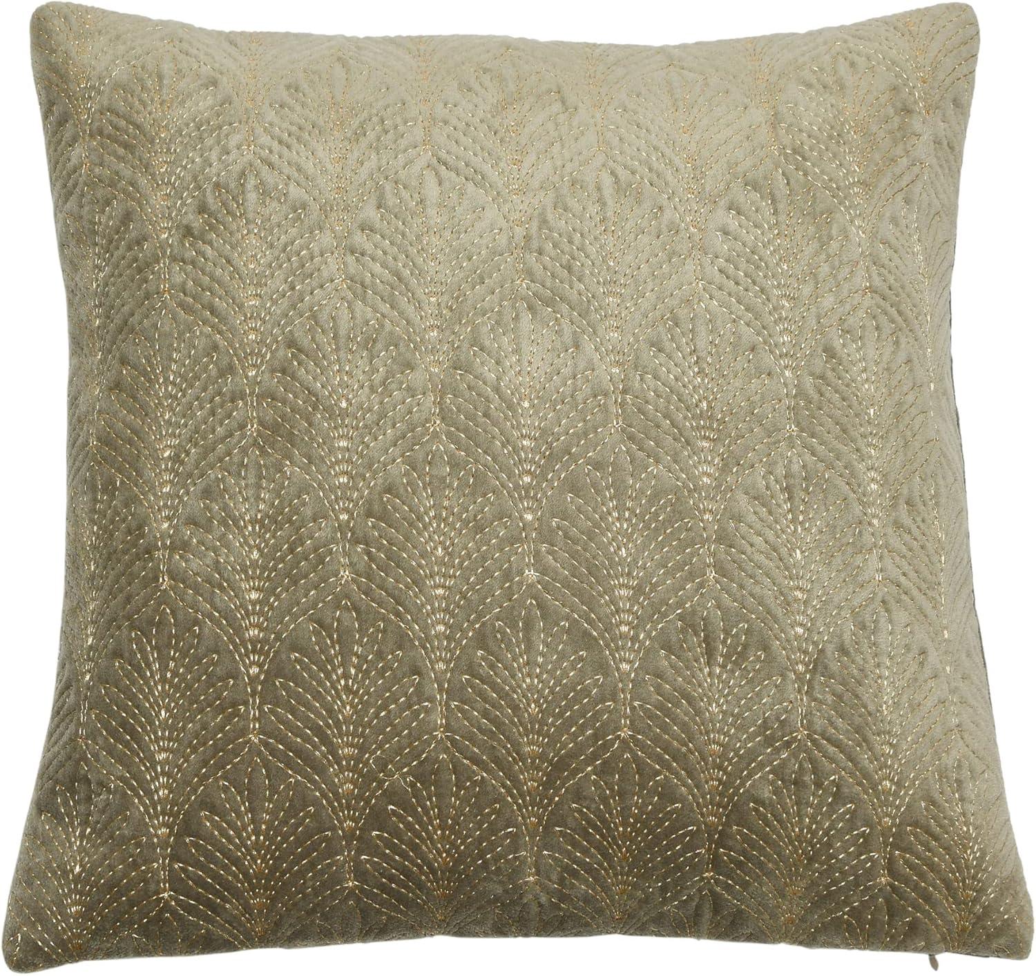 Gold Embroidered Cotton Velvet Square Pillow