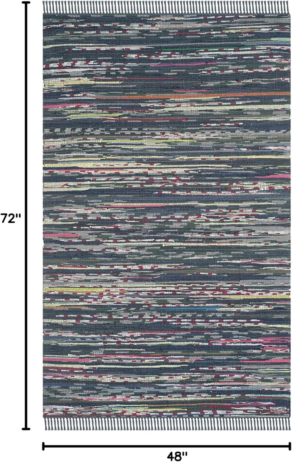 Rag Rug RAR121 Hand Woven Indoor Area Rug - Ink/Multi - 4'x6' - Safavieh.