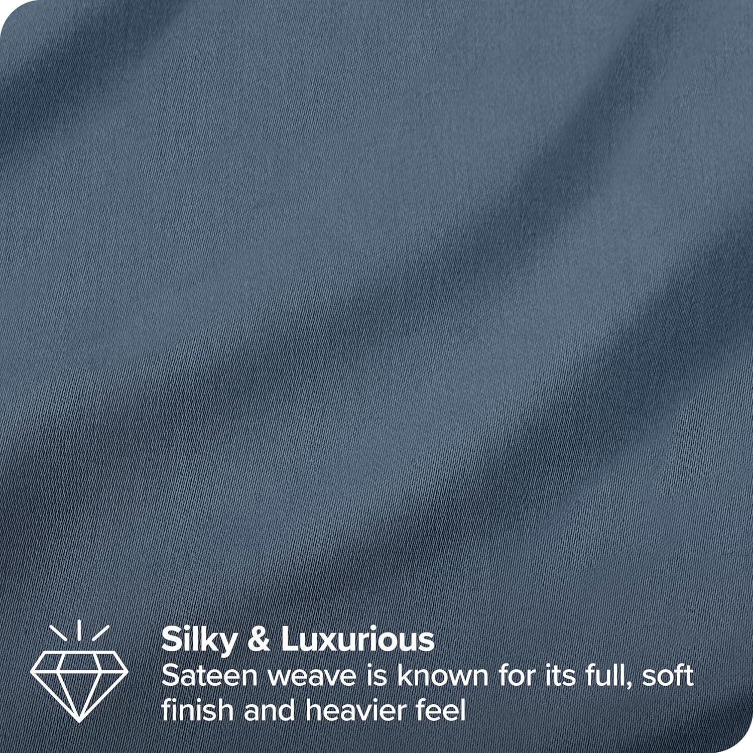 400 Thread Count Organic Cotton Sateen Bering Sea 3 Piece Twin XL Bed Sheet Set by Bare Home