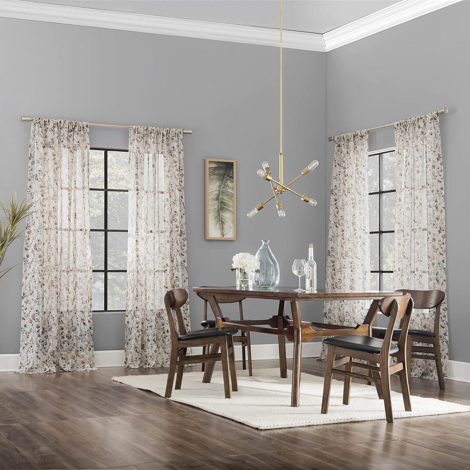 Scott Living Jessa Linen Blend Floral Semi-Sheer Rod Pocket Single Curtain Panel & Reviews | Wayfair