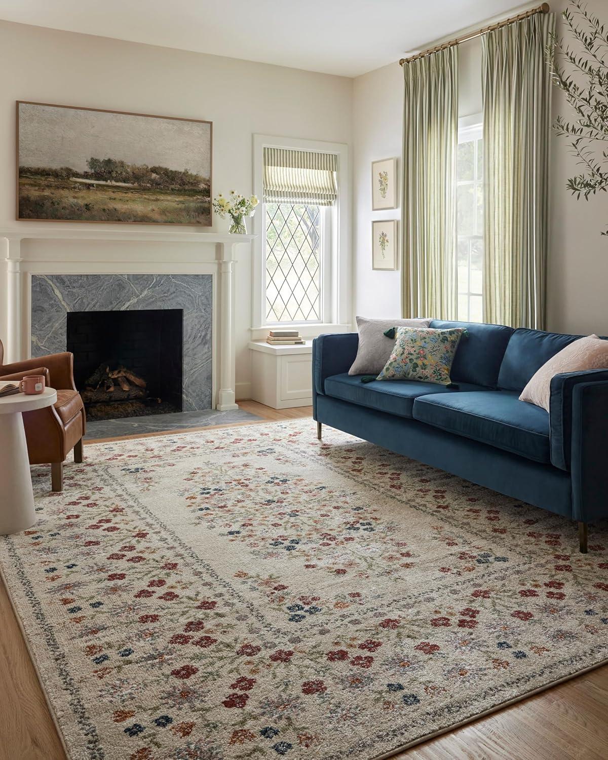 Laurel Linen Floral Medallion Power-Loomed Area Rug