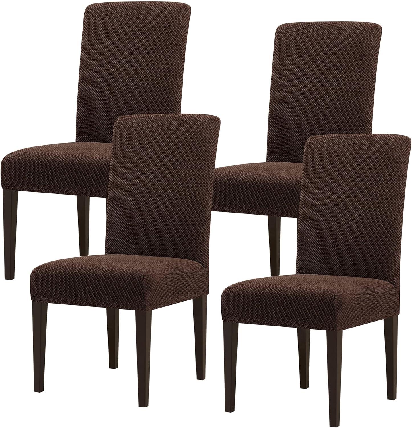 Contemporary Chocolate Stretch Dining Chair Slipcover Set of 4