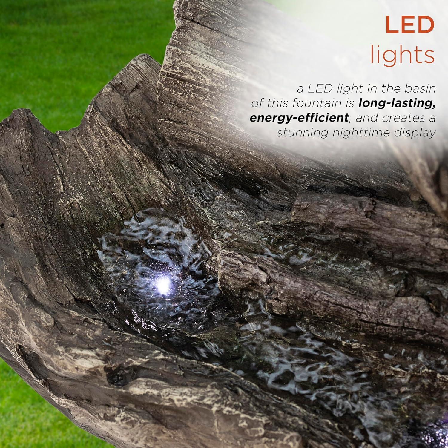 Brown 24" Rainforest Waterfall Logs with LED Lights