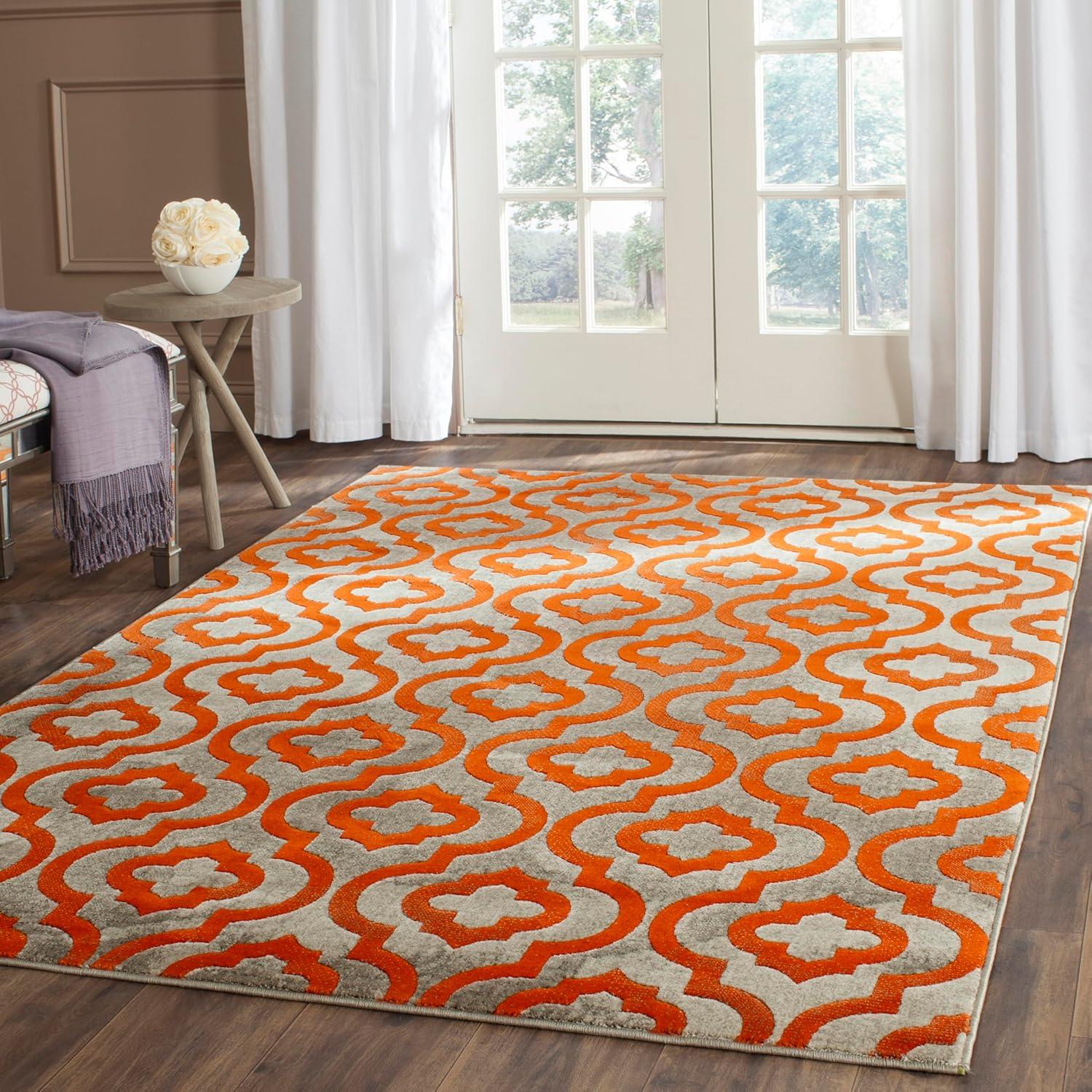 SAFAVIEH Porcello PRL7734F Light Grey / Orange Rug