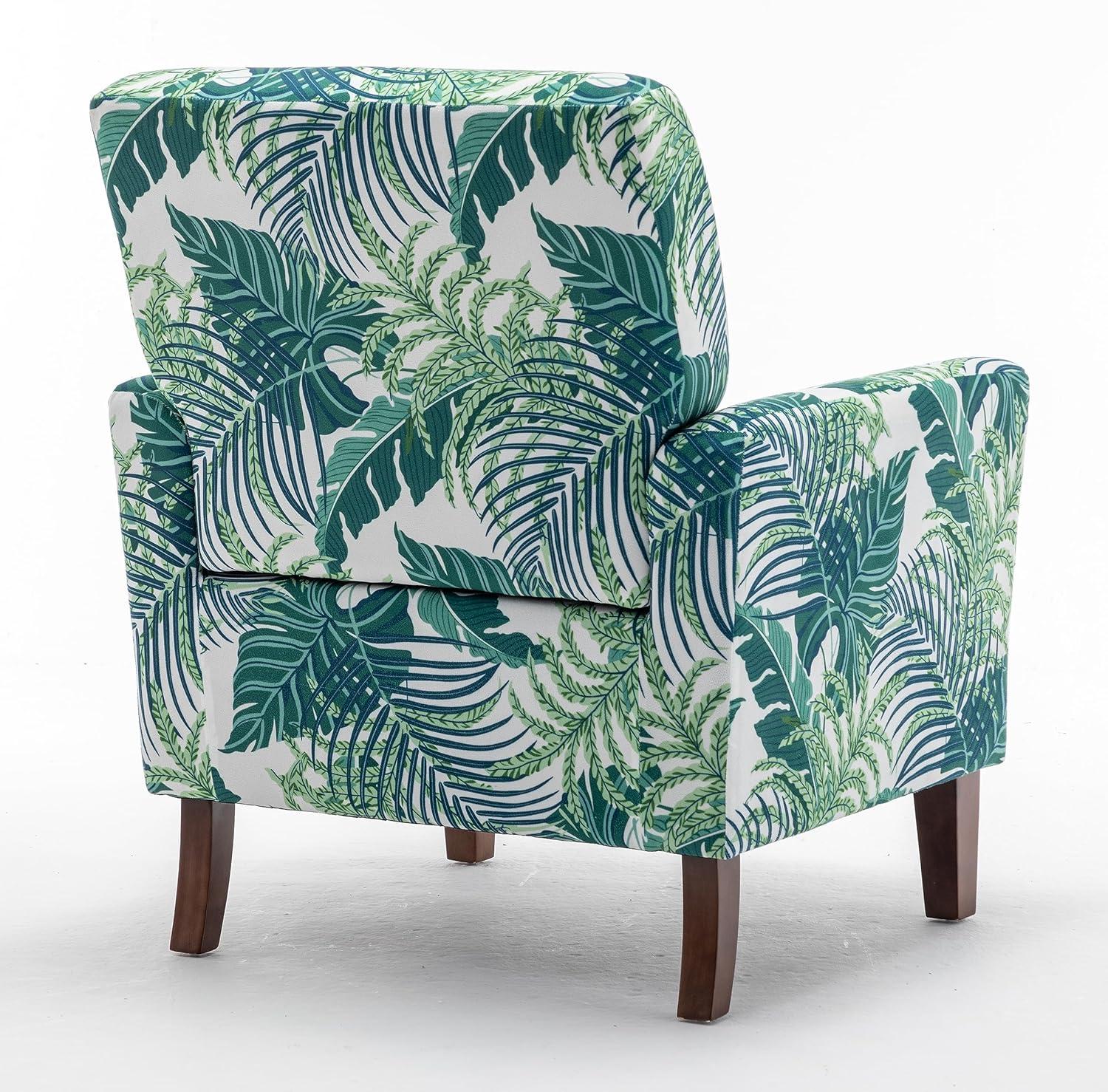 Contemporary Accent Arm Chair with Birch Wood Frame and Velvet Upholstery, Armchair for Office and Living Room Decor, Removable Cushions, 01 Printed Fabric