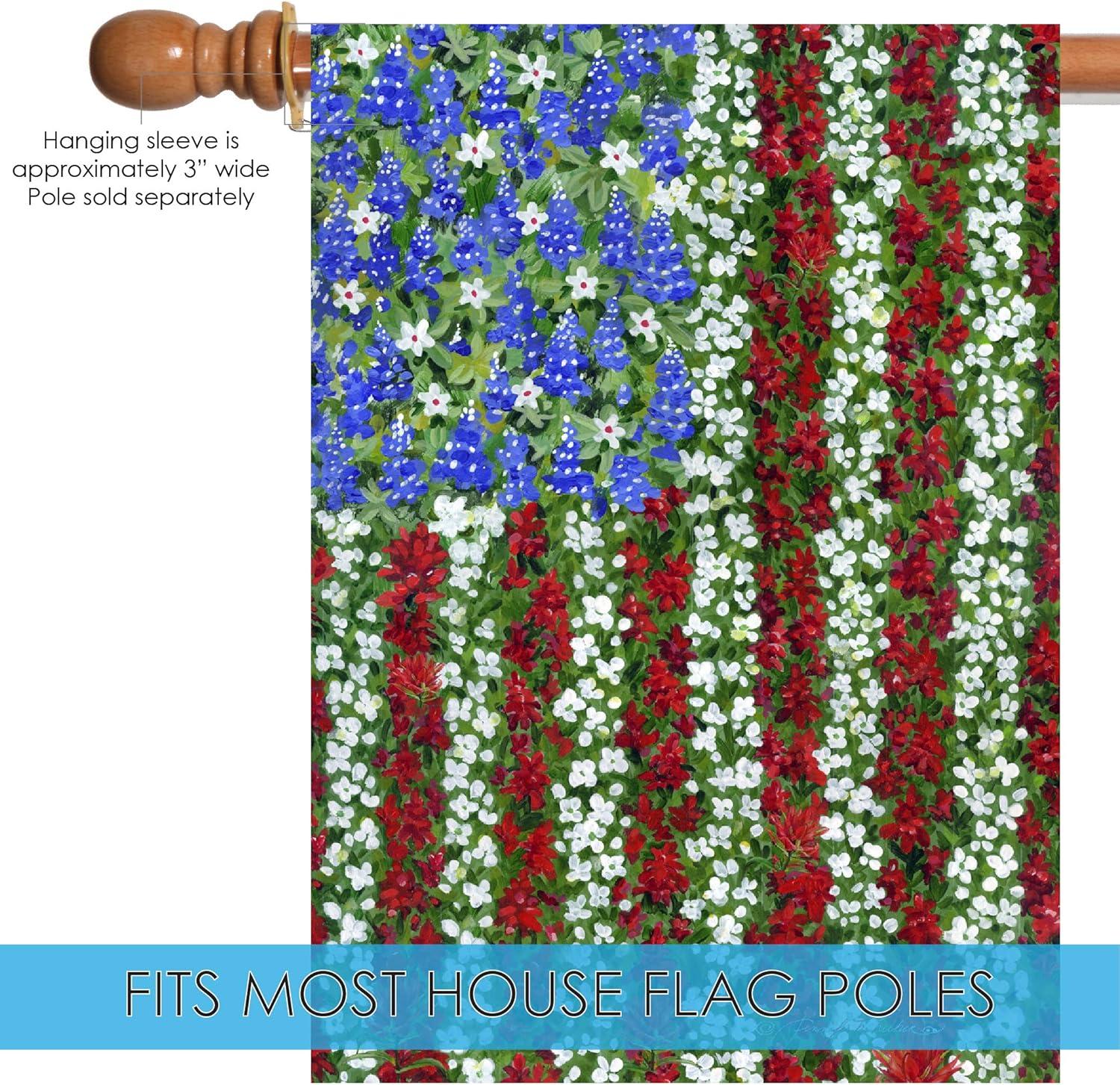 Toland Home Garden Field Of Glory Flower Patriotic Flag Double Sided 28x40 Inch