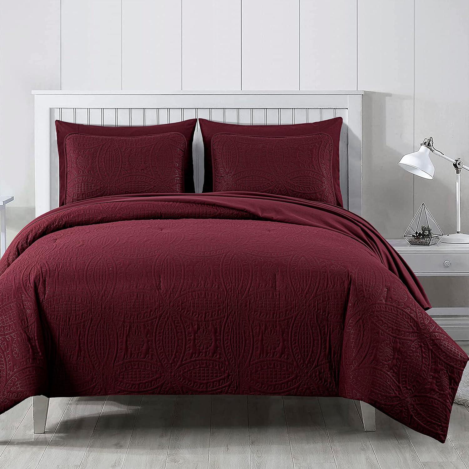 Burgundy King Microfiber Bed in a Bag Comforter Set