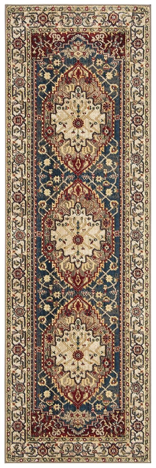 Kashan KSN306 Power Loomed Runner Rug - Ivory/Blue - 2'6"x8' - Safavieh