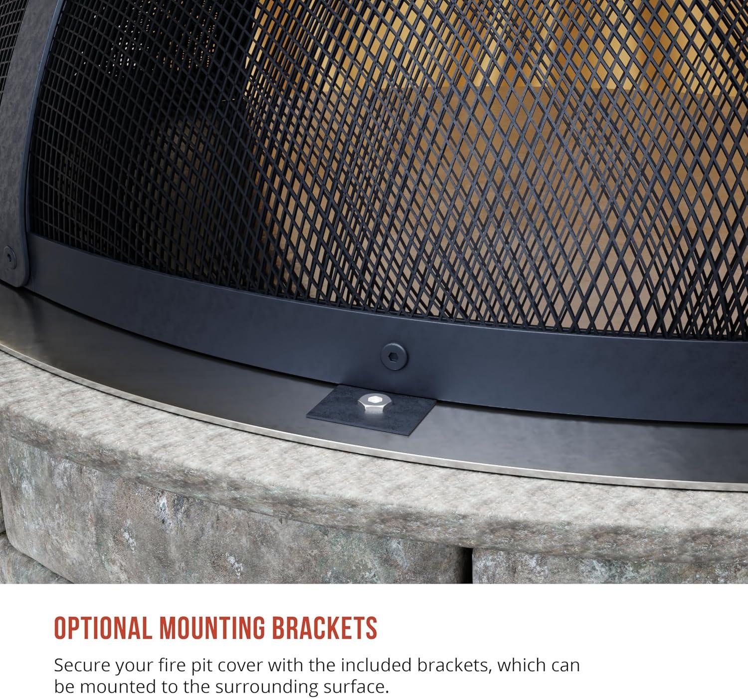 SUNCREAT Heavy-Duty Fire Pit Screen, Steel Mesh Round Spark Screen with Handle, 36 inch