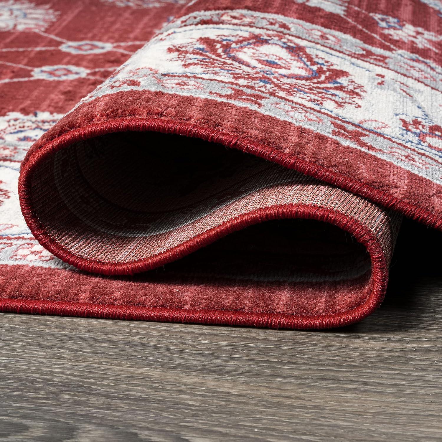 6' x 6' Modern Persian Vintage Moroccan Traditional Area Rug, Red/Ivory - JONATHAN Y