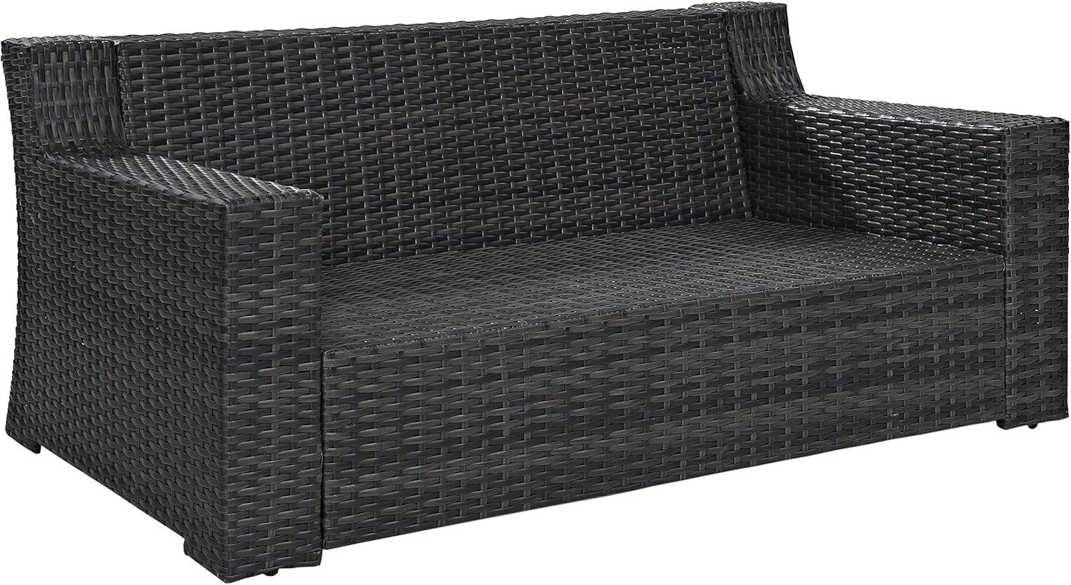 Beaufort Dark Brown Wicker Loveseat with Mist Cushions