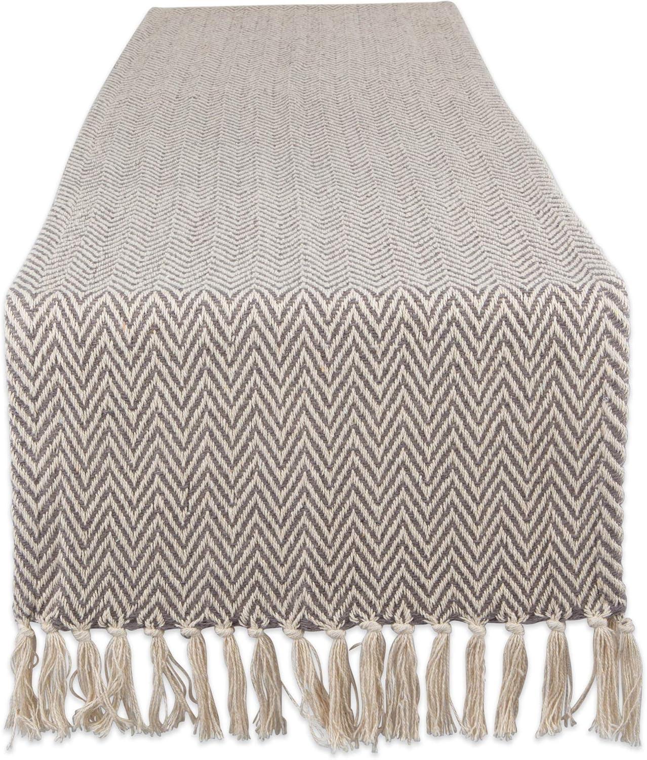 GRAY CHEVRON HANDLOOM TABLE RUNNER 15x72