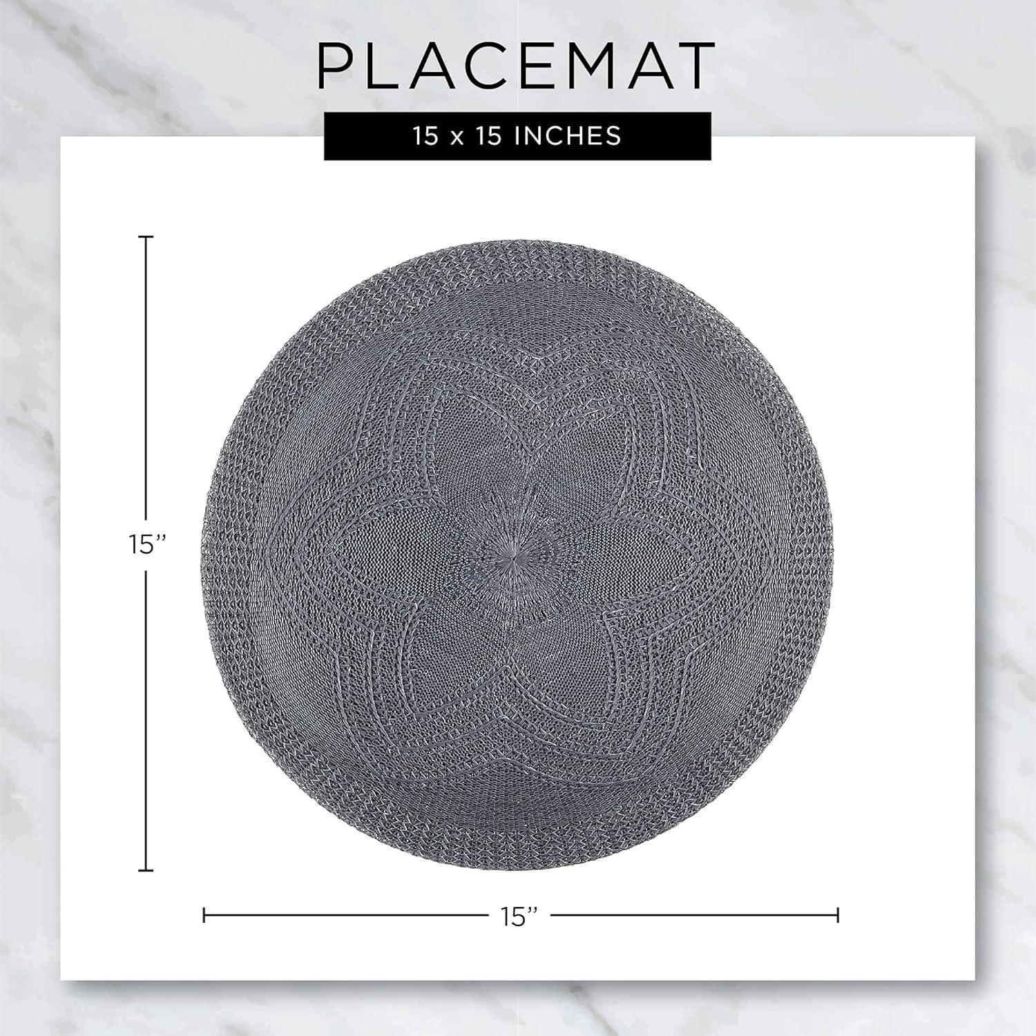 Gray Woven Paper Round Placemat (Set of 6)