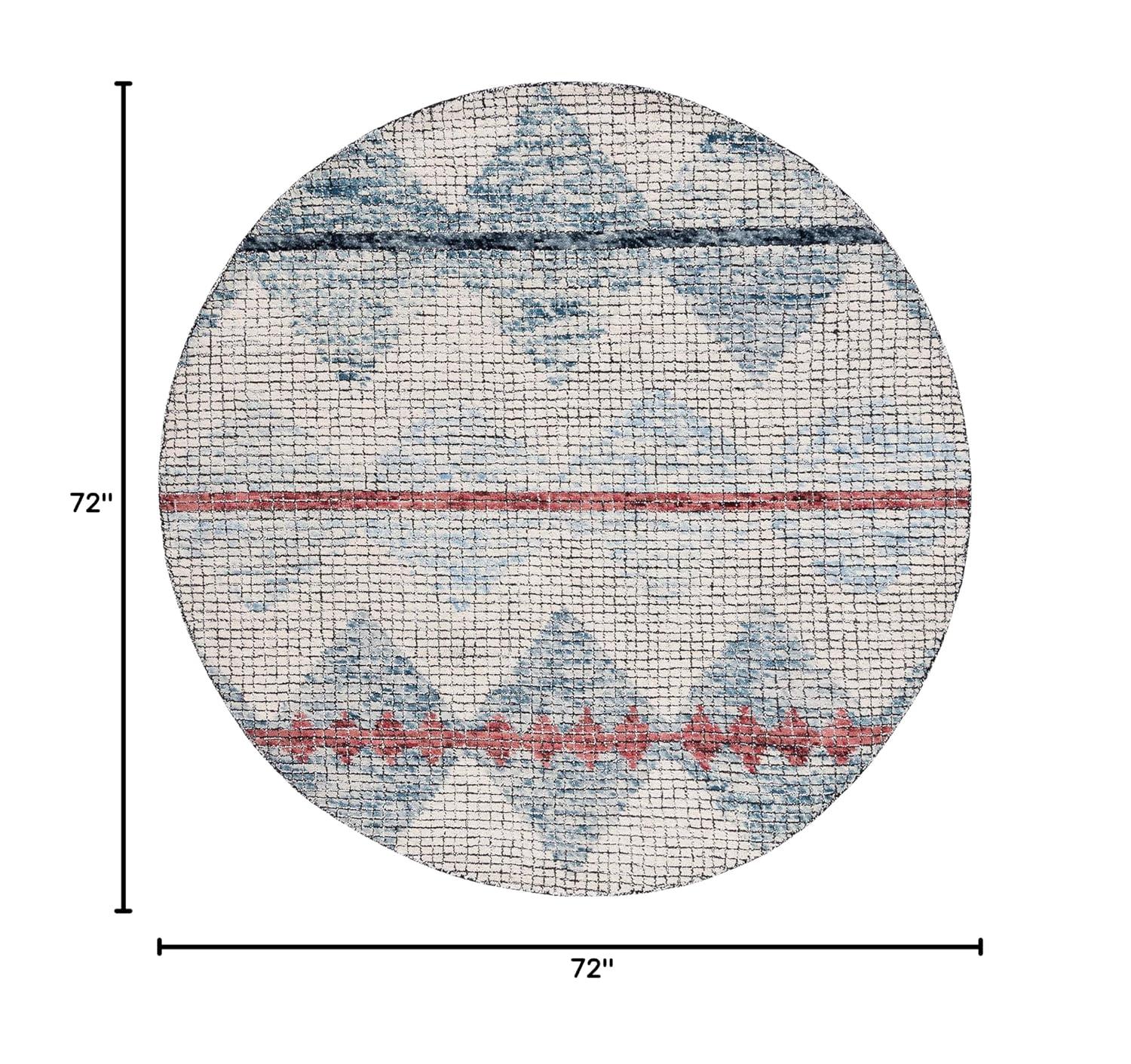 Abstract ABT479 Hand Tufted Area Rug - Ivory/Blue - 6' Round - Safavieh .