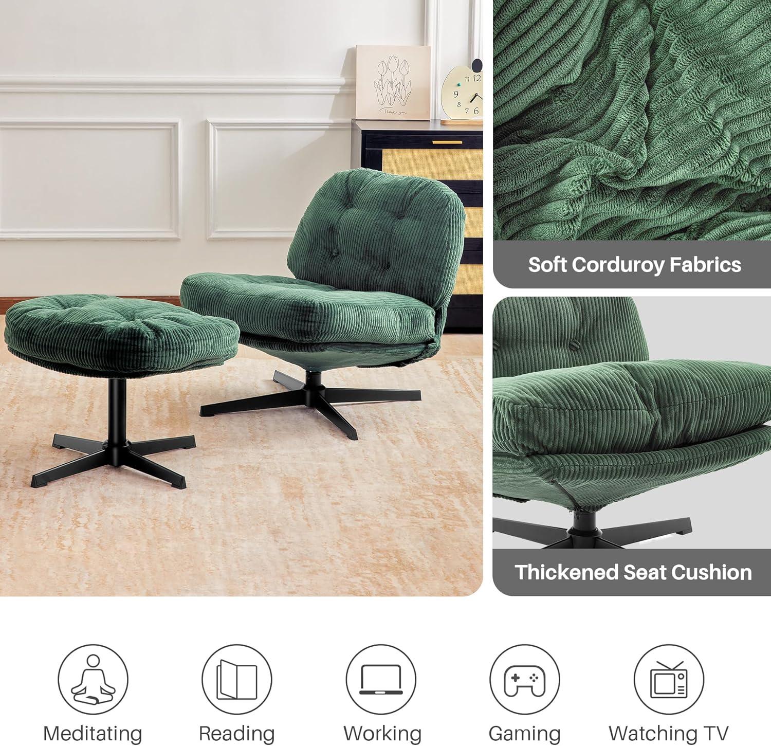 Red Barrel Studio® Hardyal Upholstered Swivel Accent Chair with Ottoman