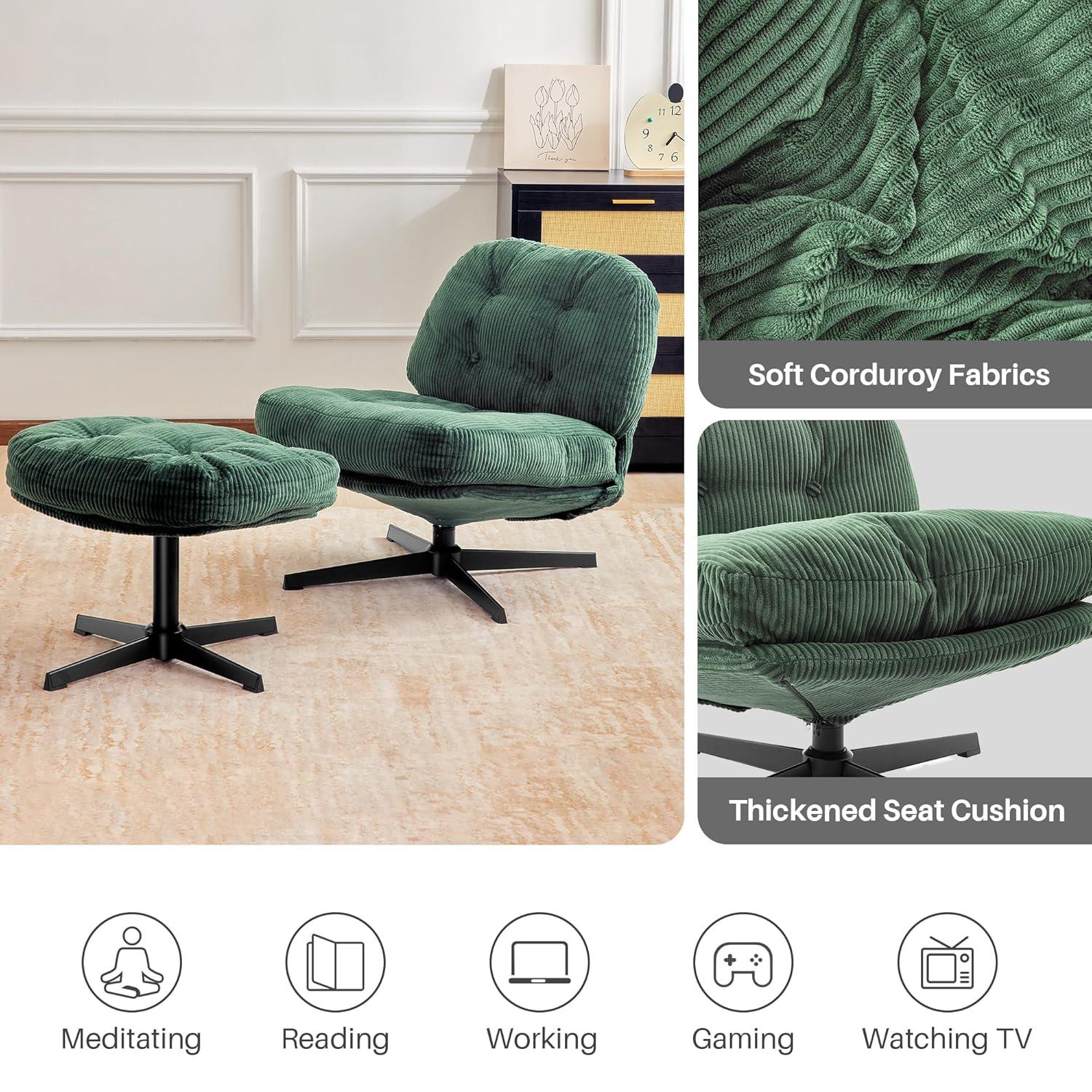 Red Barrel Studio® Hardyal Upholstered Swivel Accent Chair with Ottoman