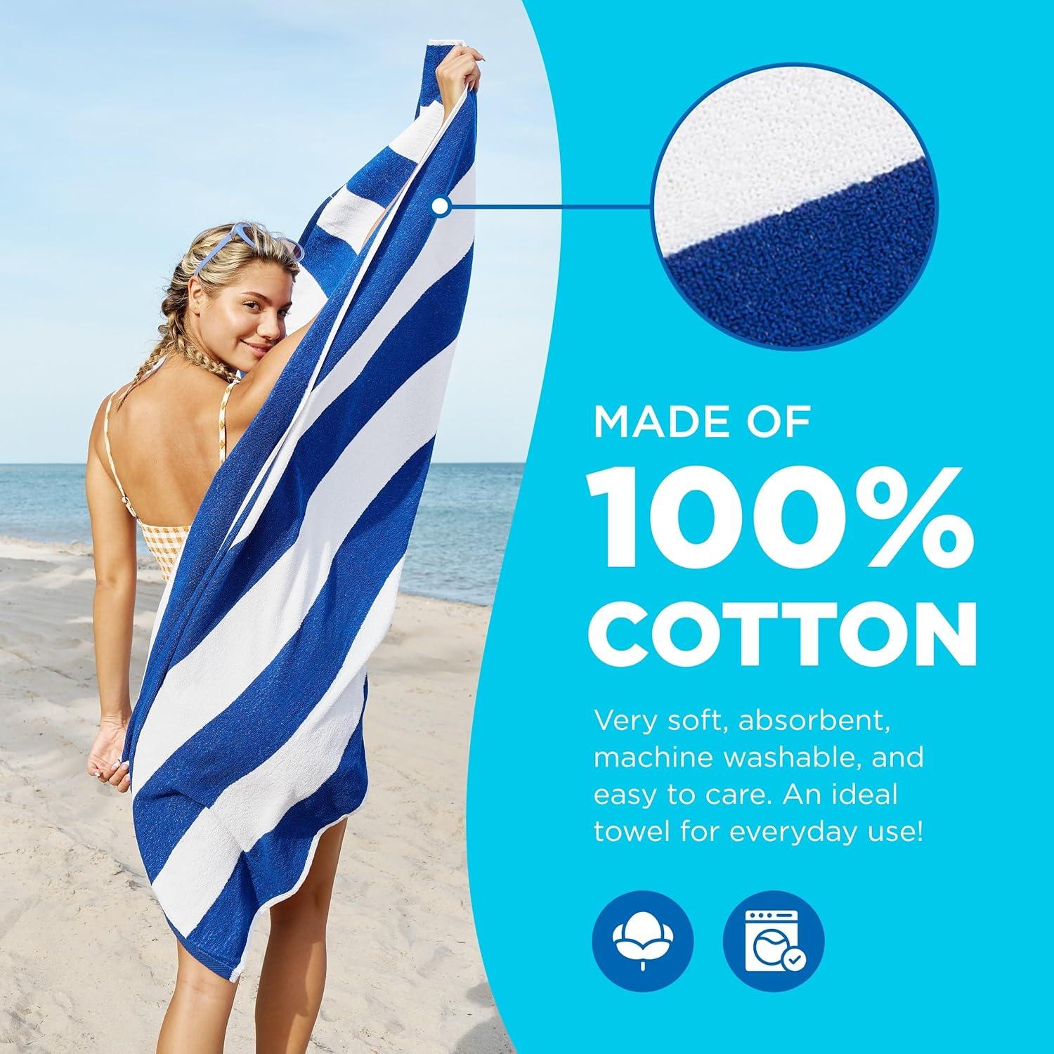 Cabana Stripe Quick-Dry Cotton Beach Towels - 6 Pack