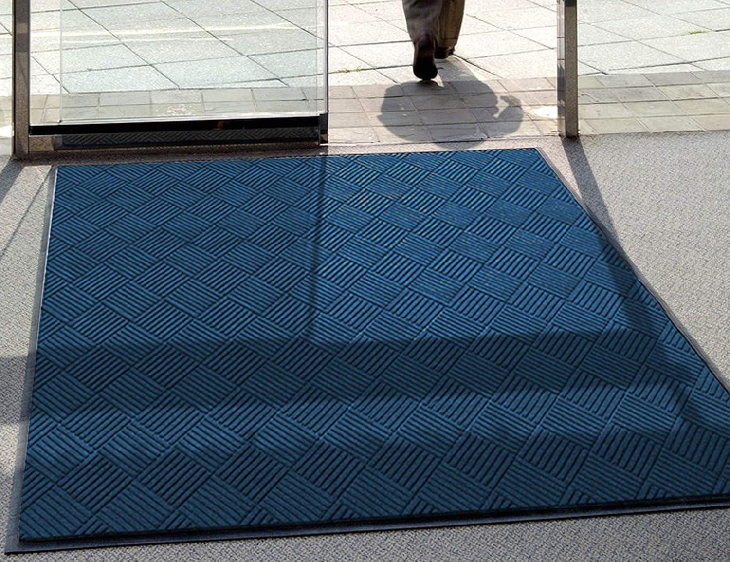 Navy Blue 3' x 4' Commercial-Grade Entrance Mat with Rubber Border