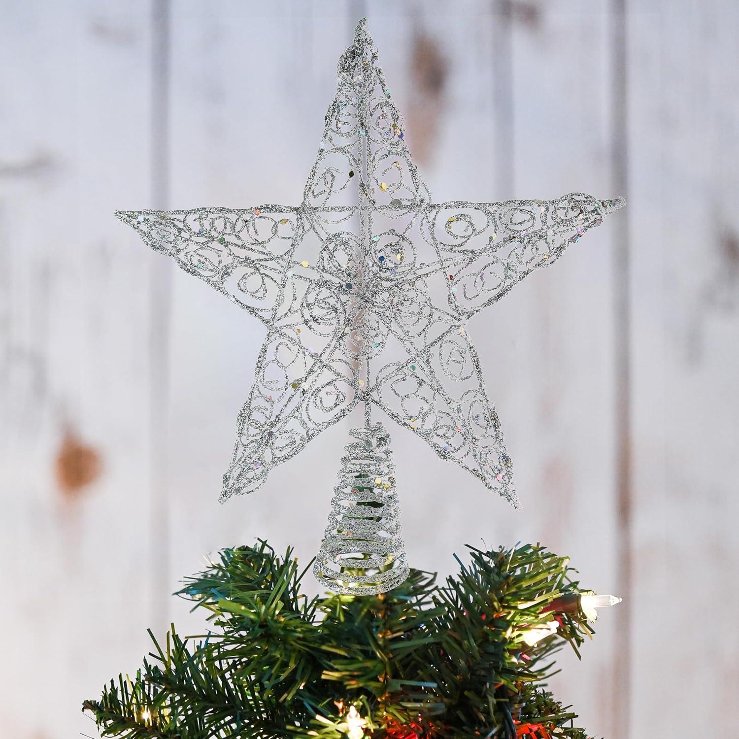 Ornativity Silver Star Tree Topper - Silver