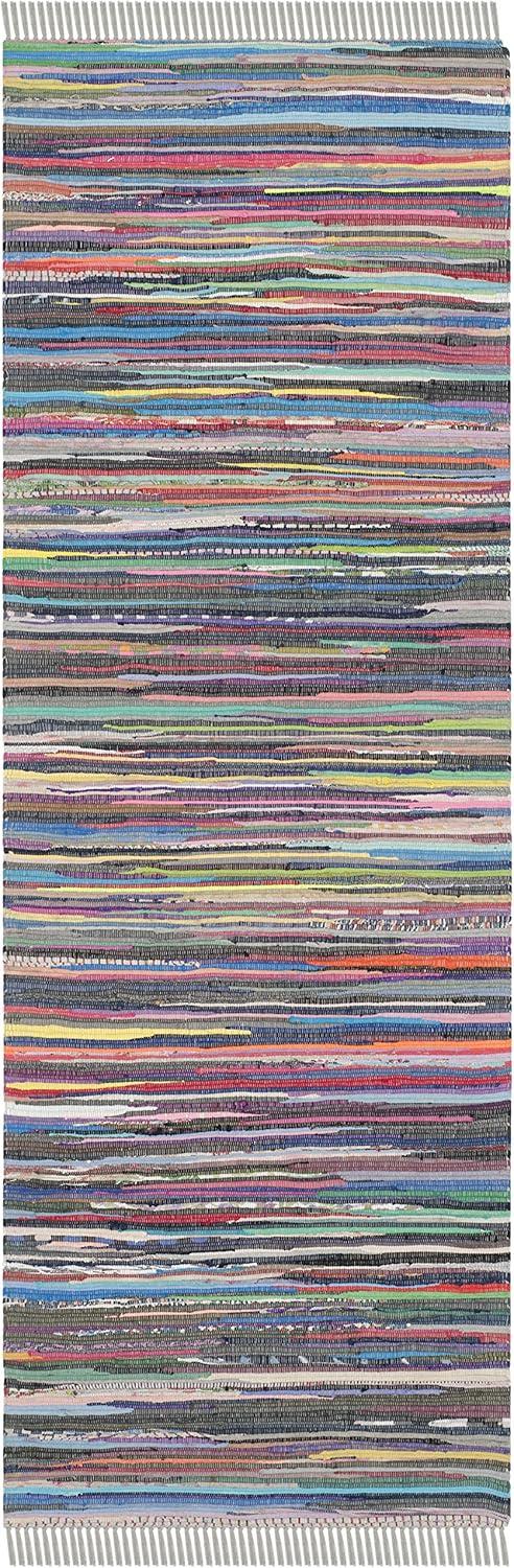 Rag Rug RAR121 Hand Woven Indoor Runner Rug - Grey/Multi - 2'3"x14' - Safavieh.