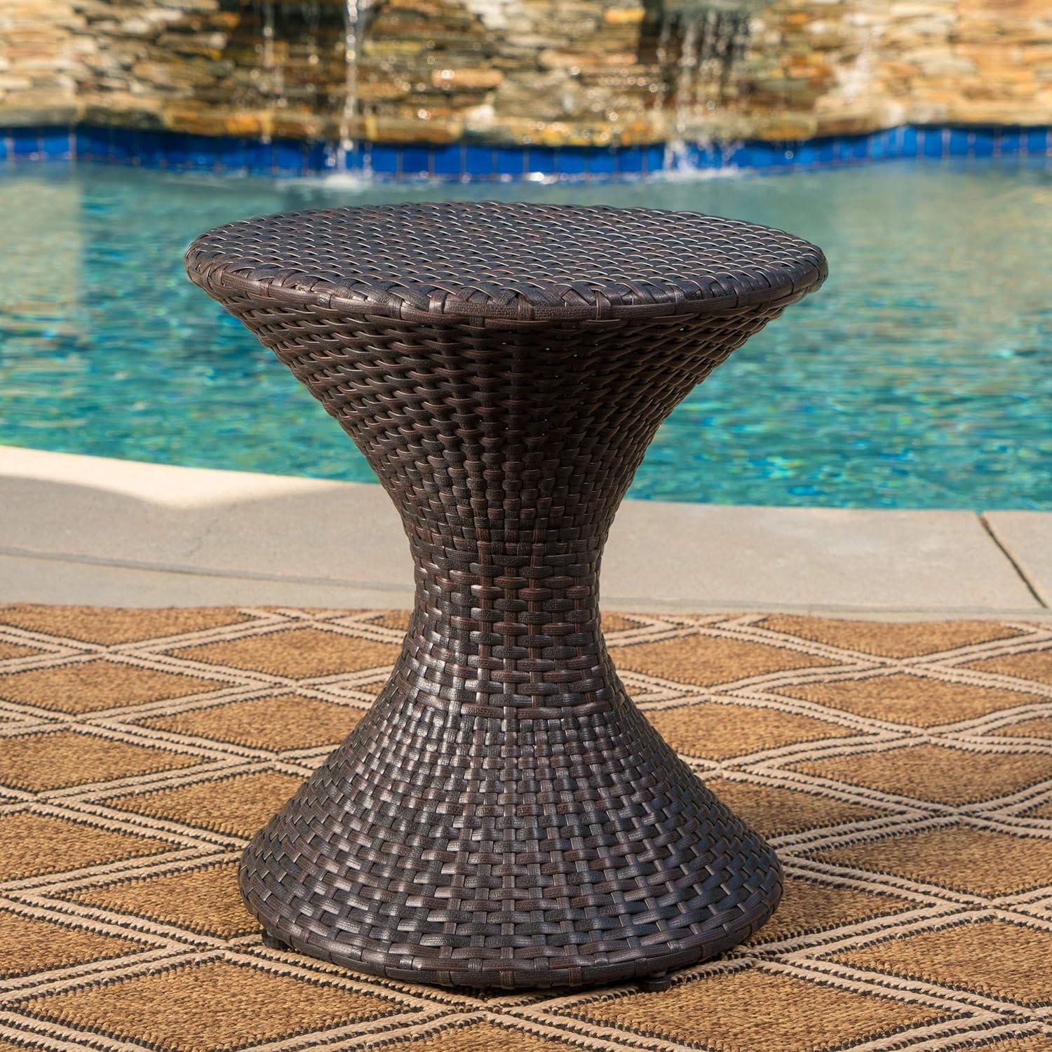 GDF Studio Derby Outdoor Wicker Hourglass Side Table, Multibrown