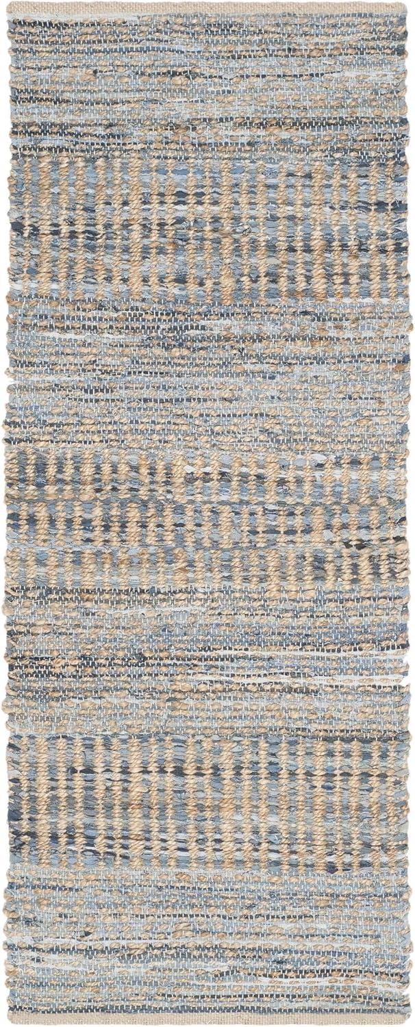Cape Cod CAP353 Hand Woven Runner Rug - Natural/Blue - 2'3"x14' - Safavieh.