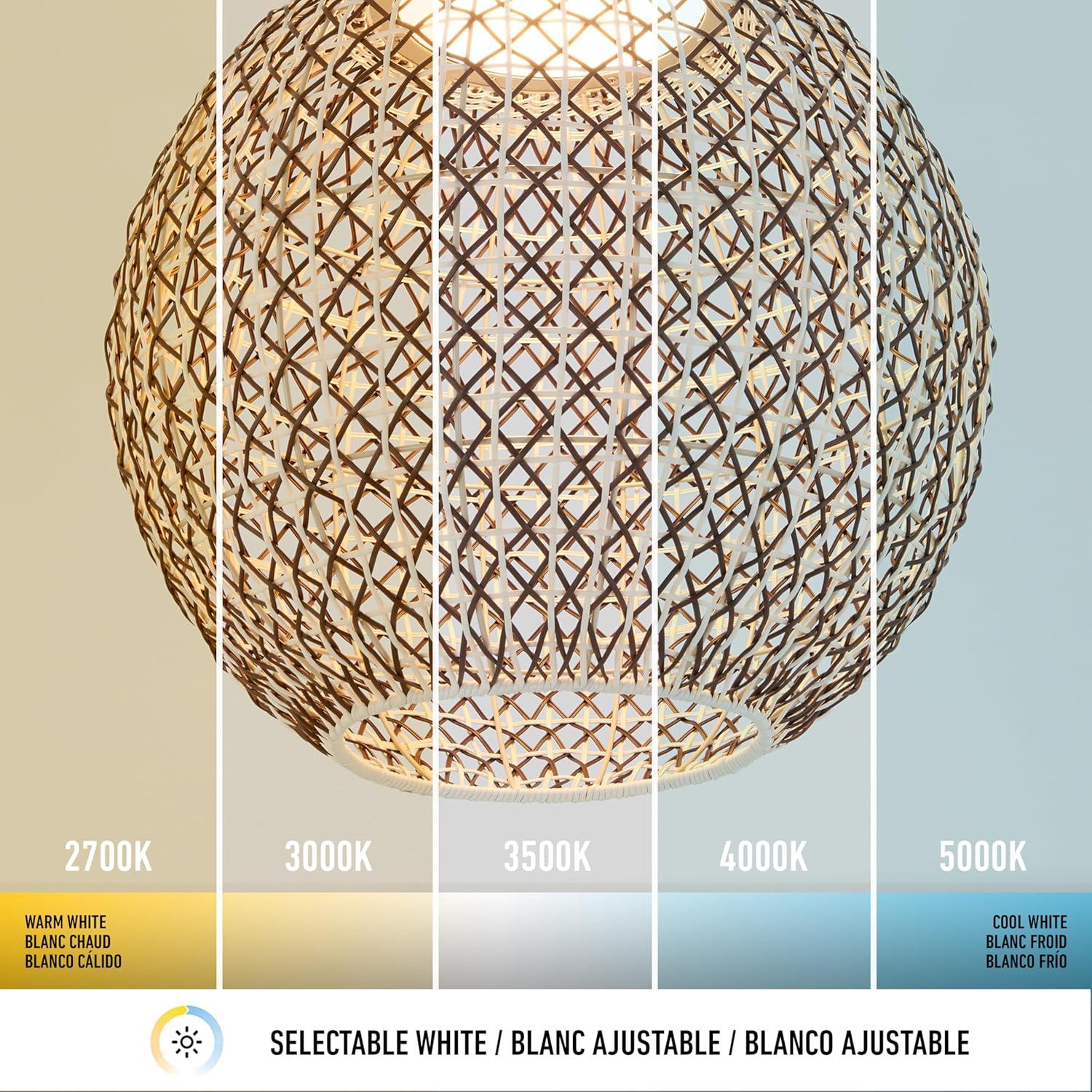 Artika Benson LED Integrated Exotic Pendant Light, Black and Rattan