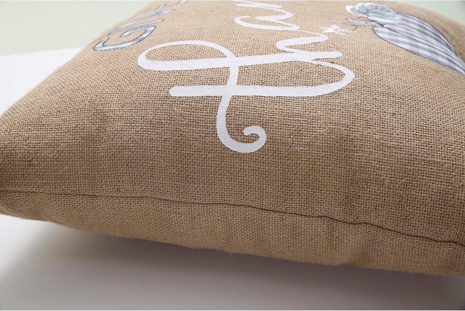 Natural Burlap Embroidered Thanksgiving Square Pillow