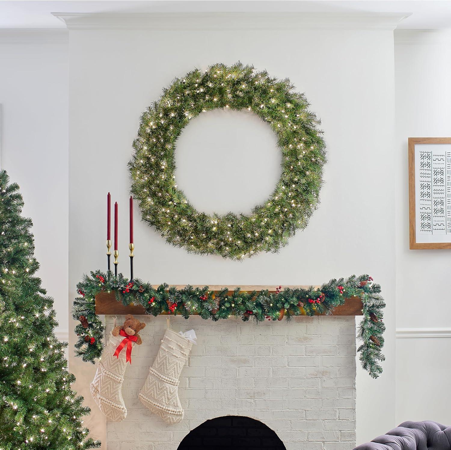 48" Prelit Norwood Fir Artificla Wreath Clear Lights - National Tree Company