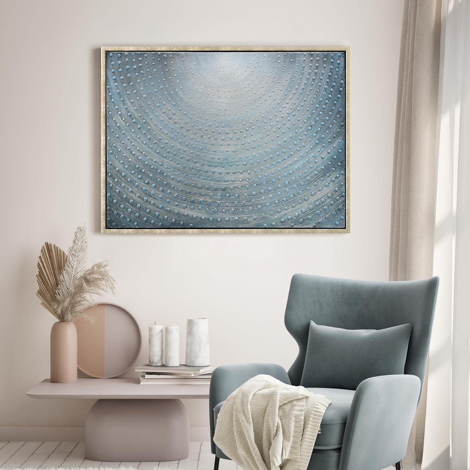 Empire Art Direct Cosmic Swirl Textured Metallic Hand Painted Blue Framed Canvas Wall Art