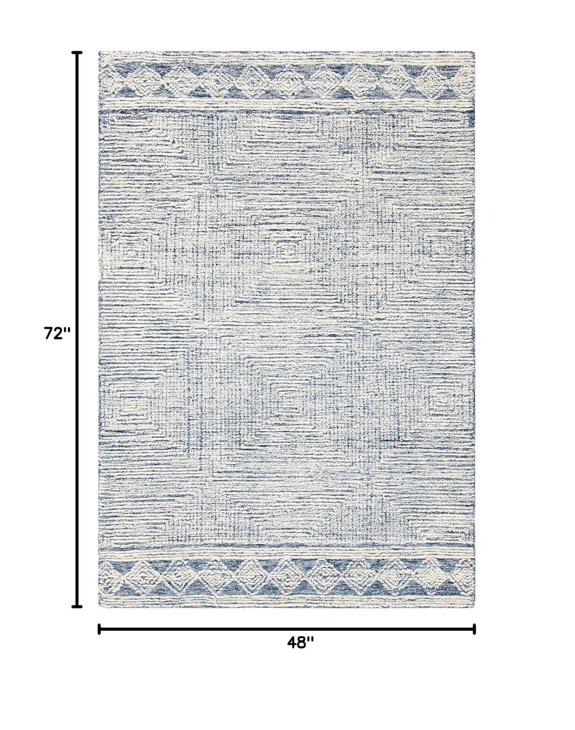 Abstract ABT349 Hand Tufted Area Rug - Ivory/Navy - 4' X 6' - Safavieh.