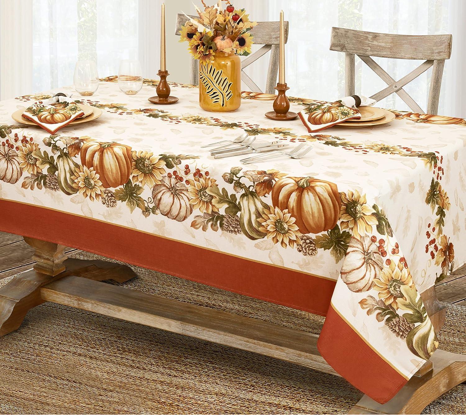 Autumn Harvest Pumpkin and Sunflower Fabric Placemats, Set of 4