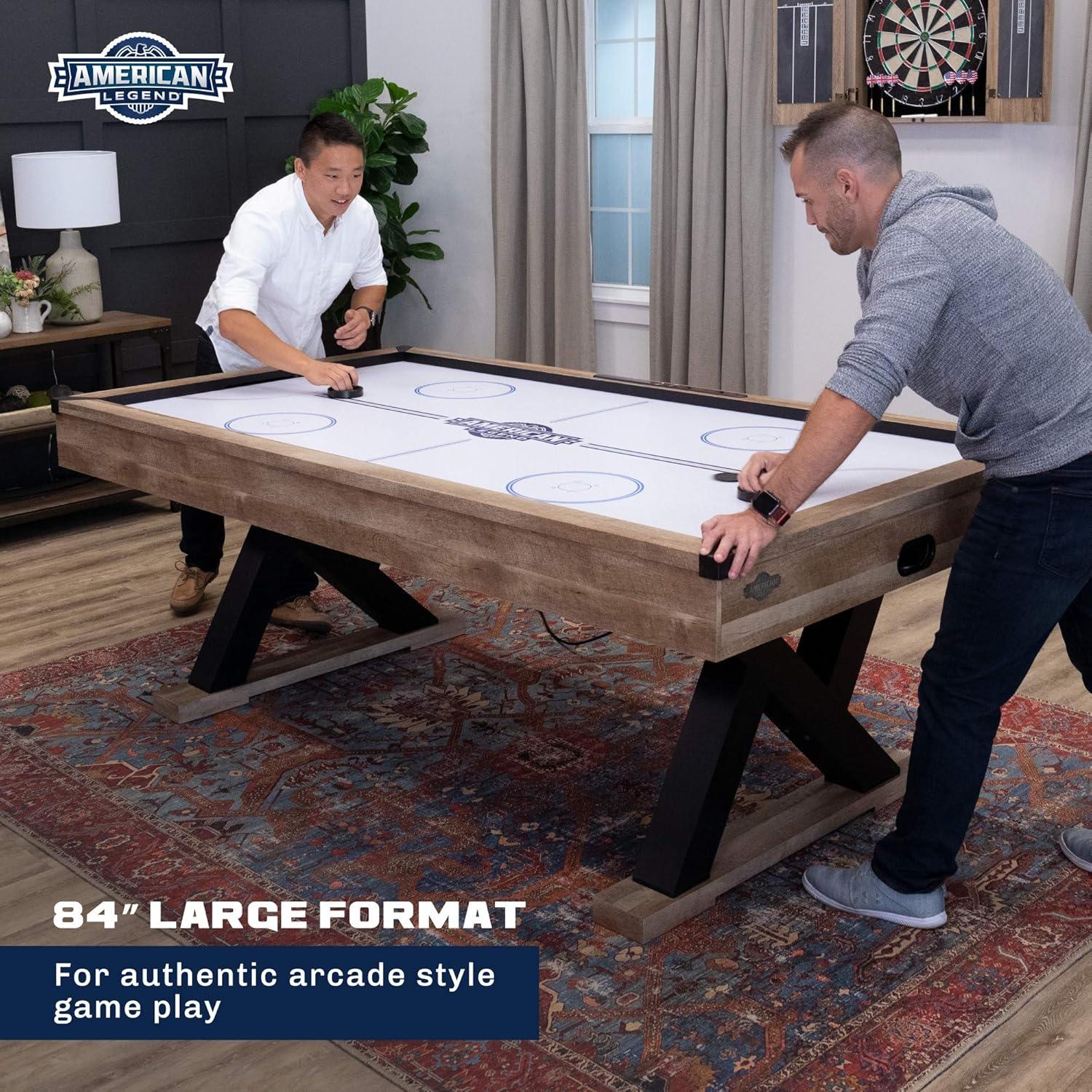 Kirkwood 84'' Rustic Wood Finish Air Hockey Table with K-Shaped Legs