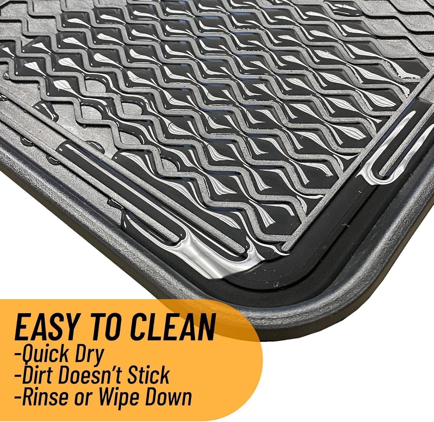 Ottomanson Easy Clean, Waterproof Indoor/Outdoor Rubber Boot Tray, 15" x 30", Black
