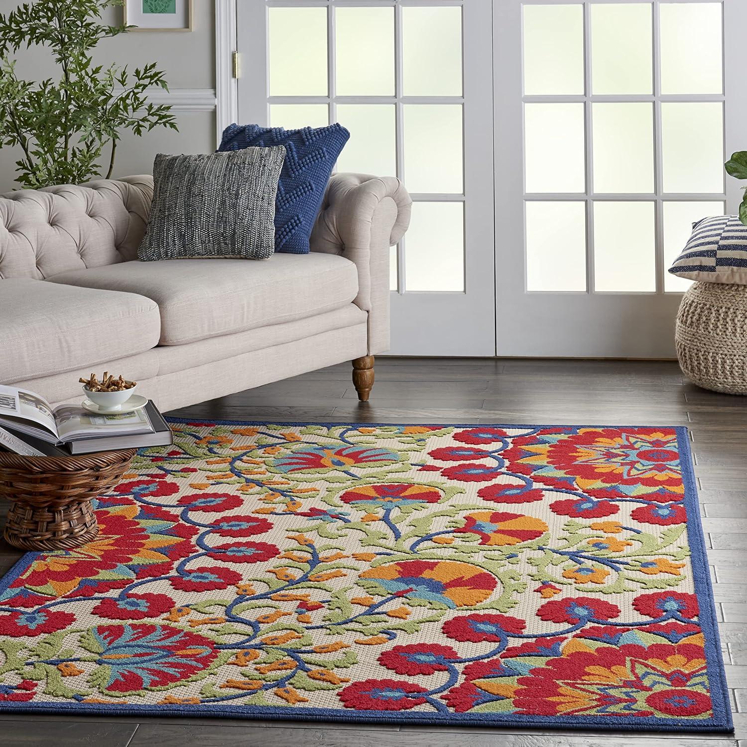 Nourison Aloha Transitional Floral Outdoor Rug