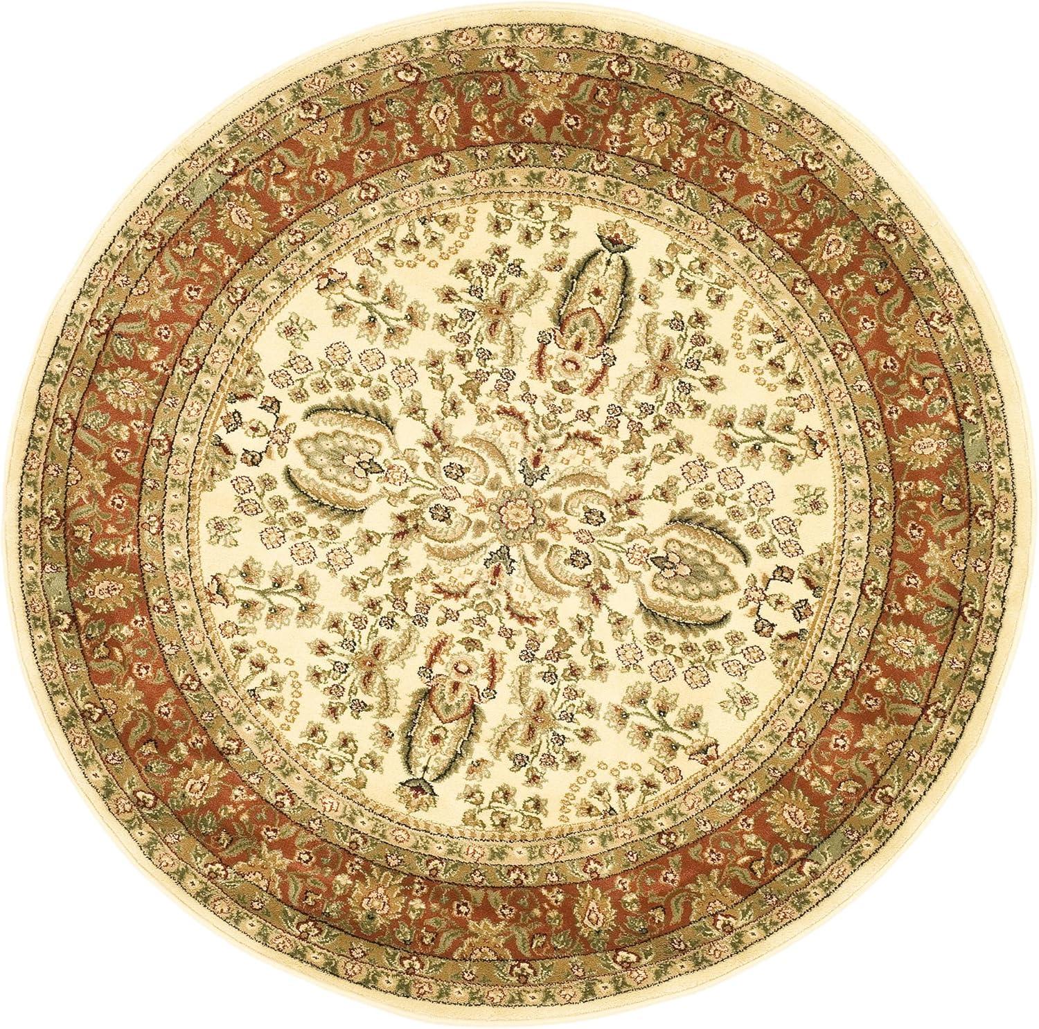 Lyndhurst LNH214 Power Loomed Area Rug - Ivory/Rust - 5'3" round - Safavieh.