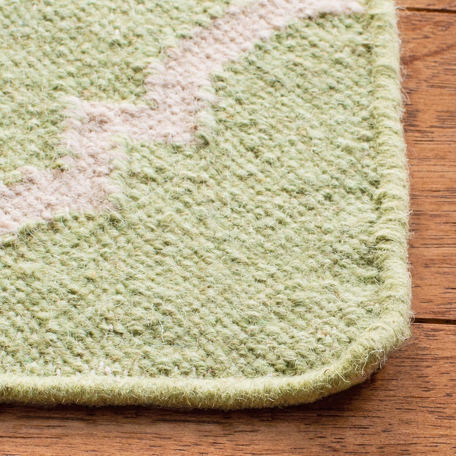 Safavieh Dhurries Malina 4 x 6 (ft) Wool Light Green/Ivory Rectangular Indoor Trellis Coastal Area rug