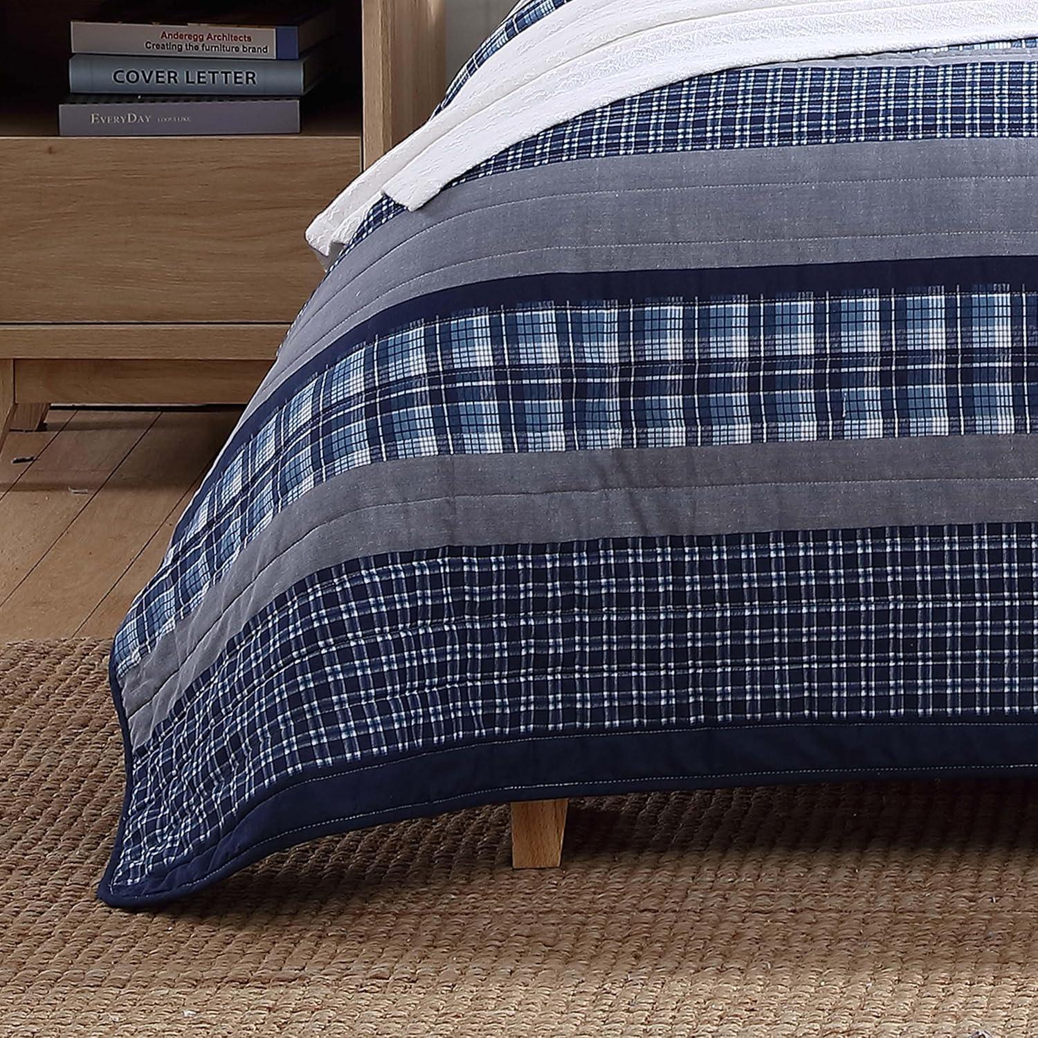 Nautica Addison Cotton Reversible Blue Quilt Set