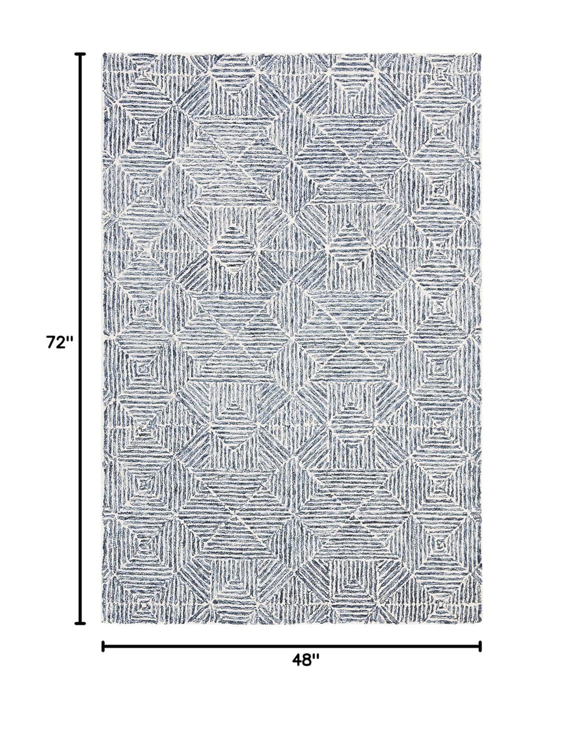 SAFAVIEH Abstract Brock Geometric Area Rug, Blue/Ivory, 4' x 6'