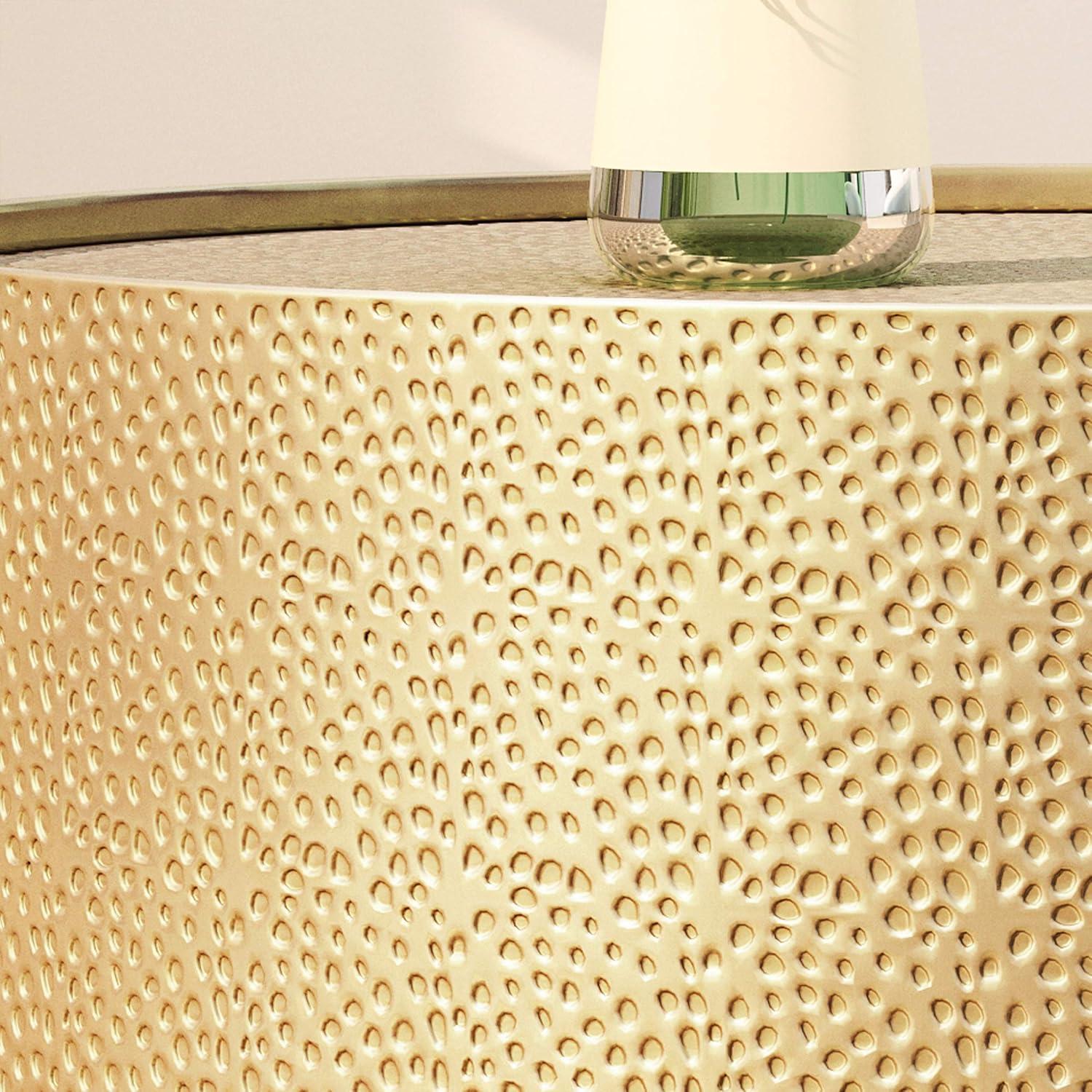 Braeburn Modern Round Coffee Table Gold - Christopher Knight Home: Hammered Iron, No Assembly Required
