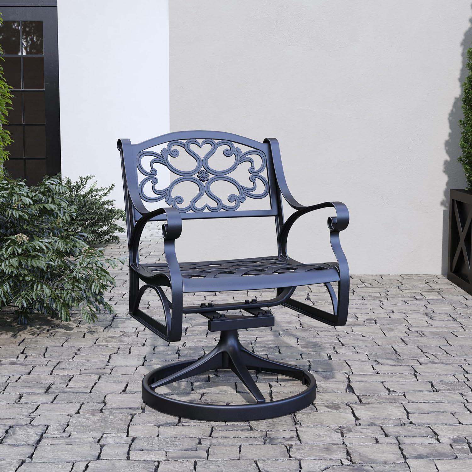 Homestyles Sanibel Aluminum Outdoor Swivel Rocking Chair in Black