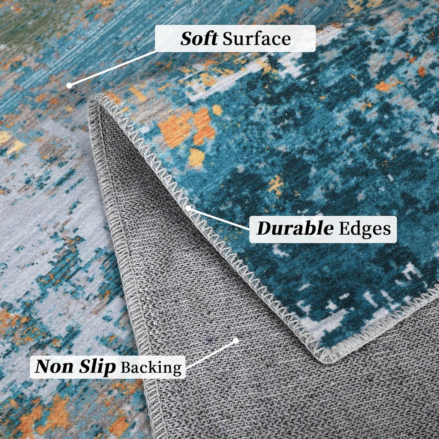 Moynesa 9'x12' Area Rug for Living Room Machine Washable Rugs Modern Abstract Low Pile Soft Mat Large Indoor Non-Slip Accent Carpet for Dining Room Table Apartment,Rosy