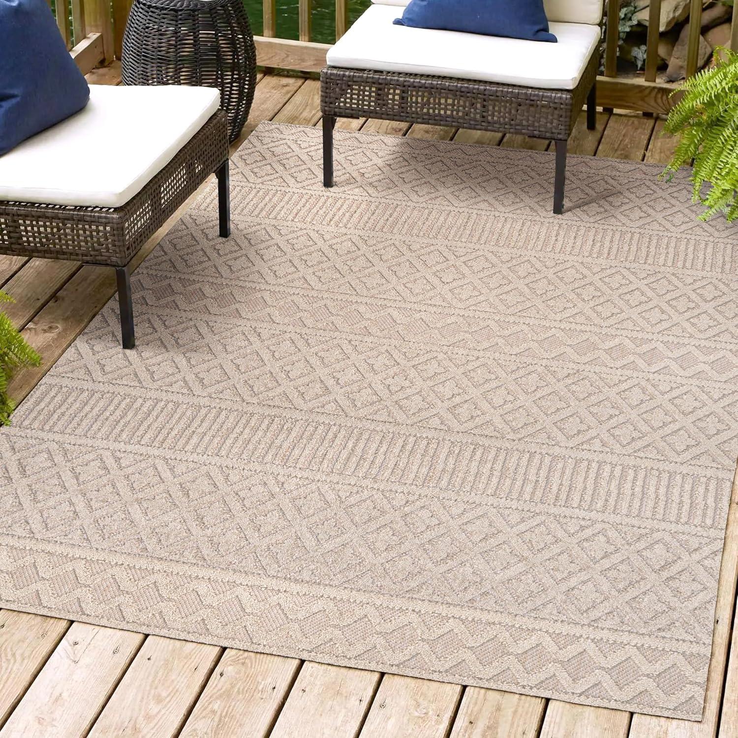 JONATHAN Y Ormond High-Low Modern Trellis Geometric Moroccan Indoor/Outdoor Area Rug