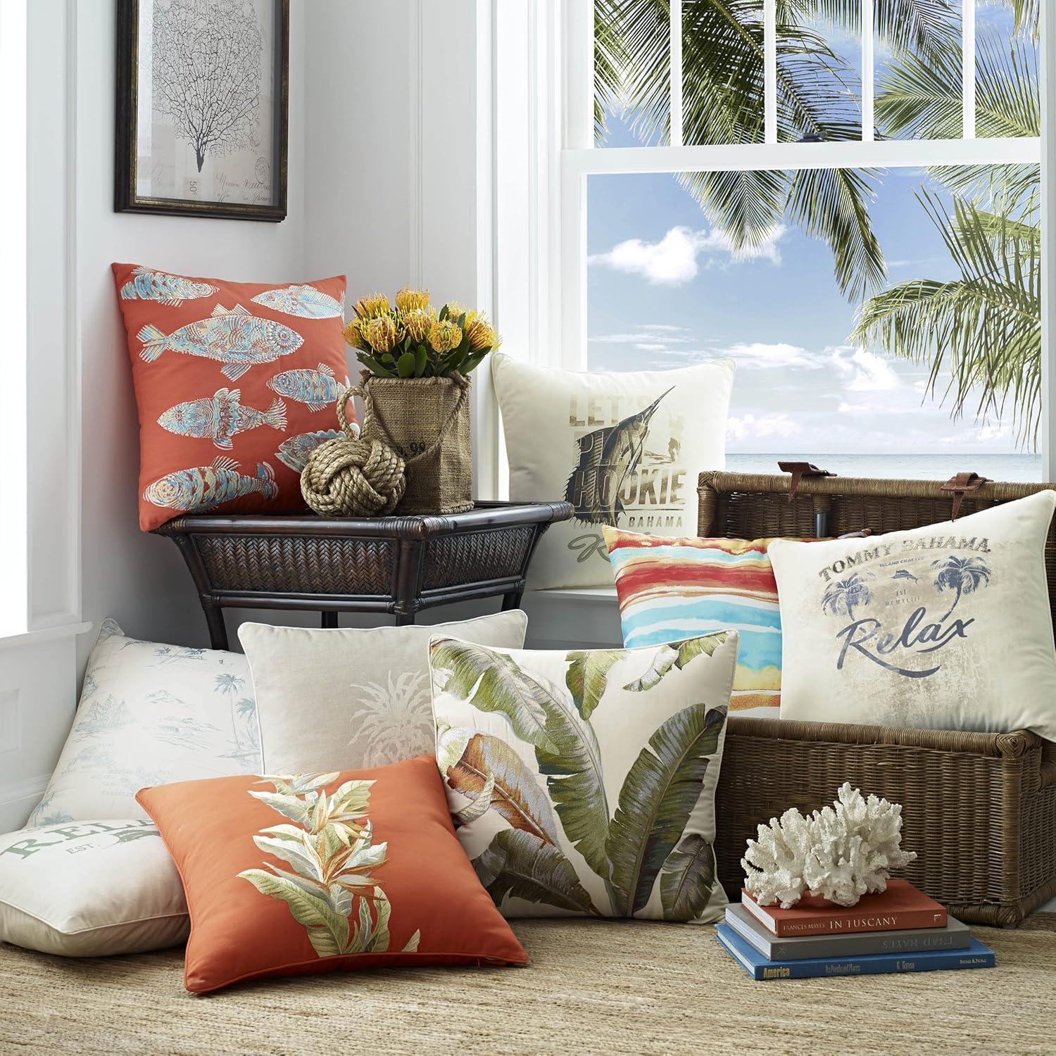 Tommy Bahama Birds of Paradise Spice Cotton Throw Pillow