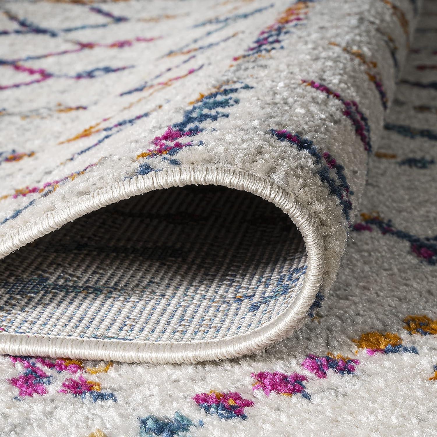 8'x10' Moroccan HYPE Boho Vintage Diamond Area Rug, Cream/Multi - JONATHAN Y