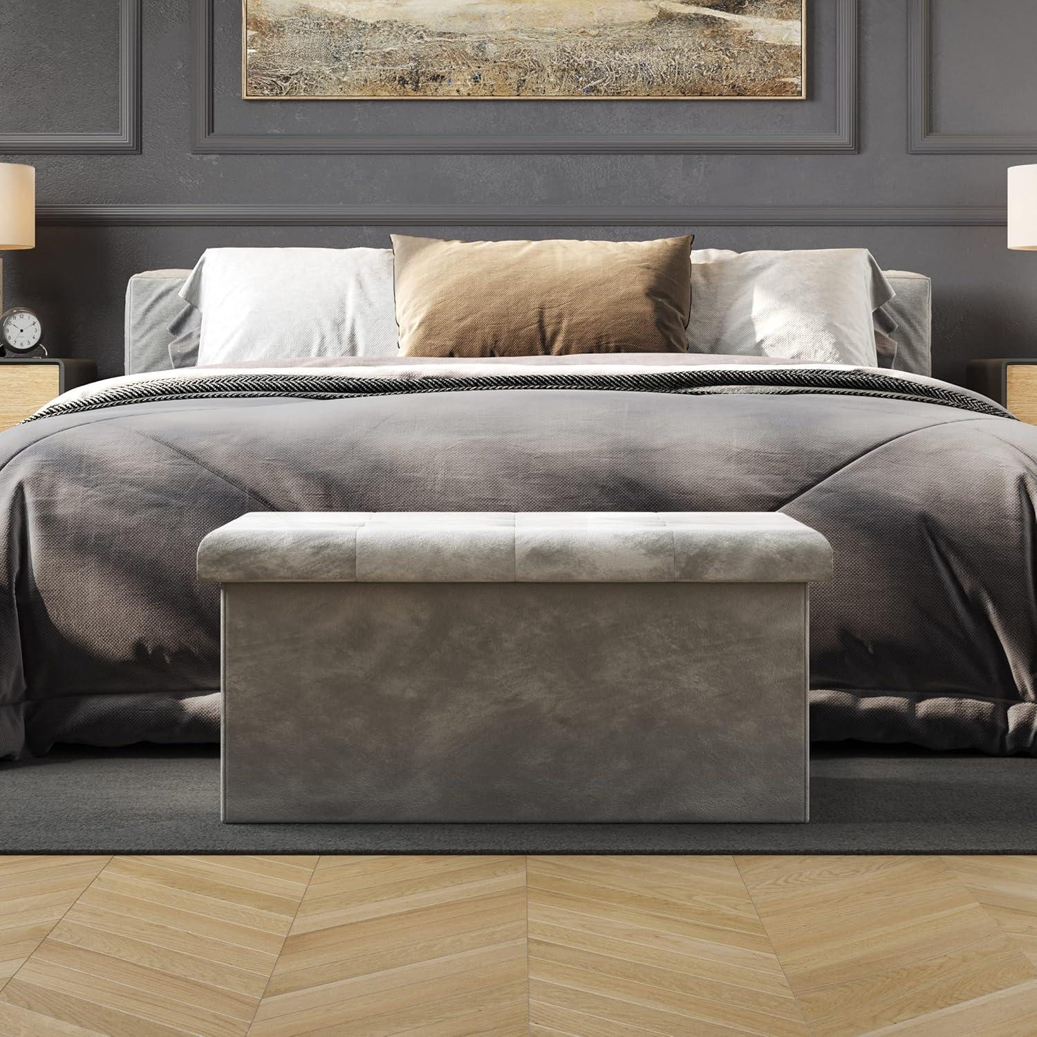 Lavish Home Velvet Tufted Storage Ottoman