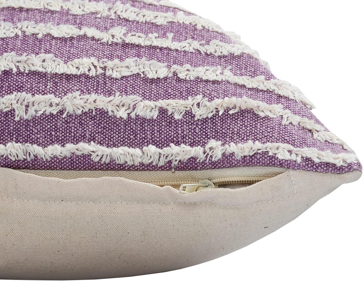 Ox Bay 14" x 36" Hand-stitched Purple/ White Stripe Organic Cotton Pillow Cover