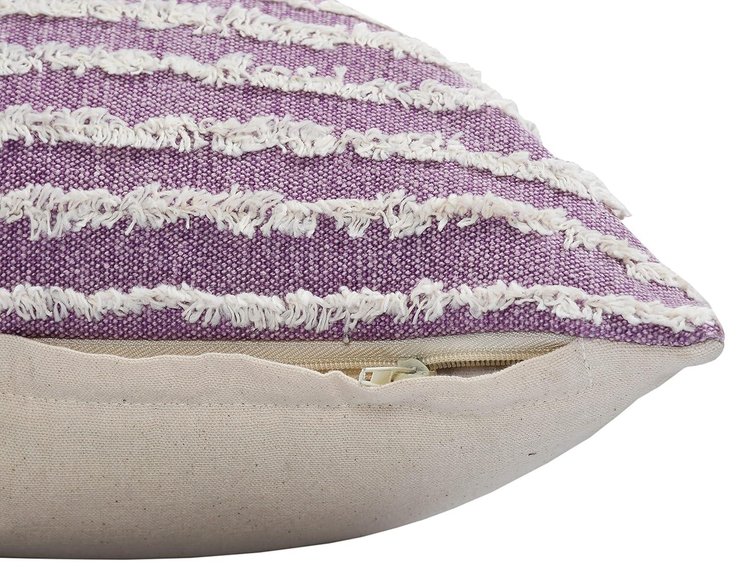 Ox Bay 14" x 36" Hand-stitched Purple/ White Stripe Organic Cotton Pillow Cover