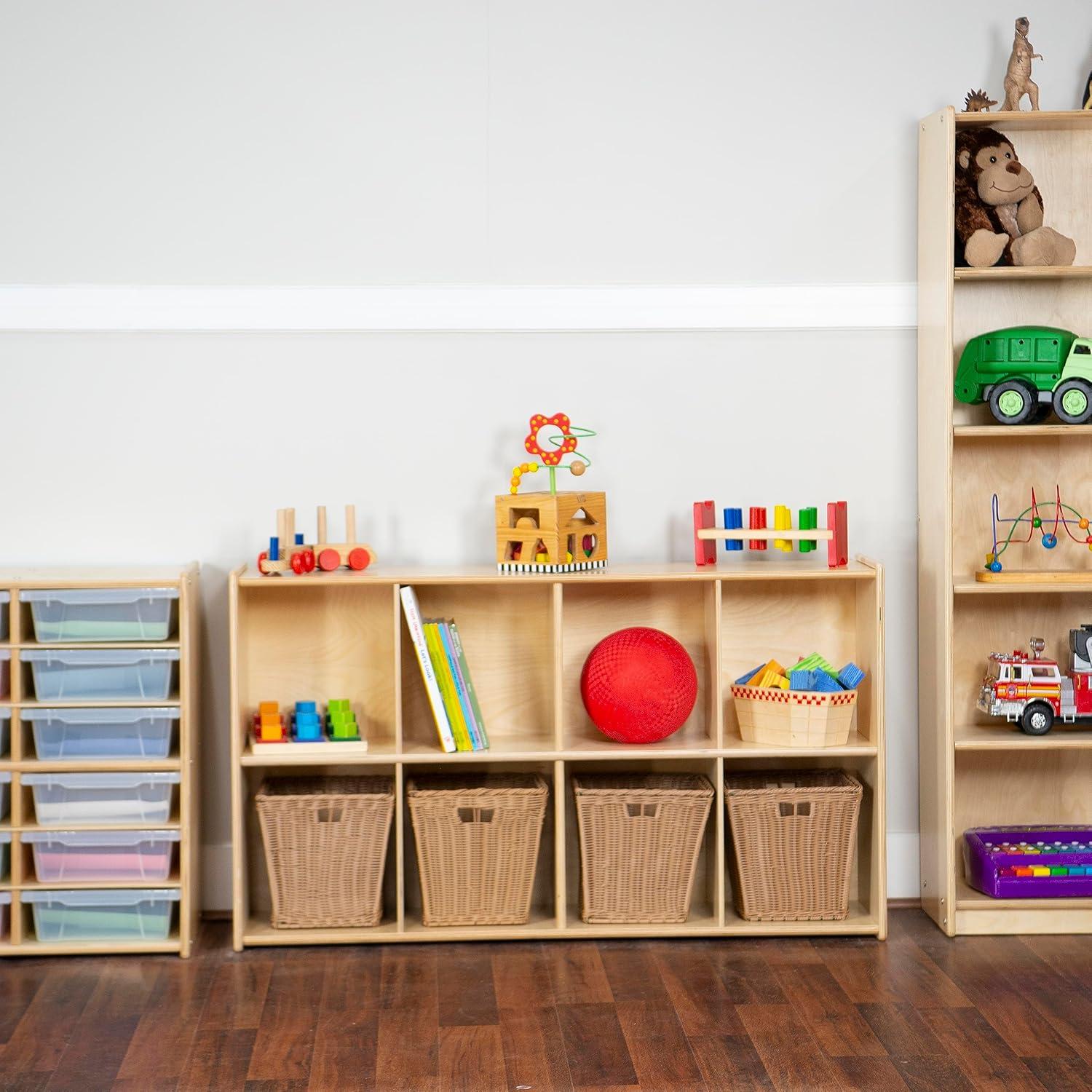 Birch Wood 8-Cubby Kids Storage Organizer