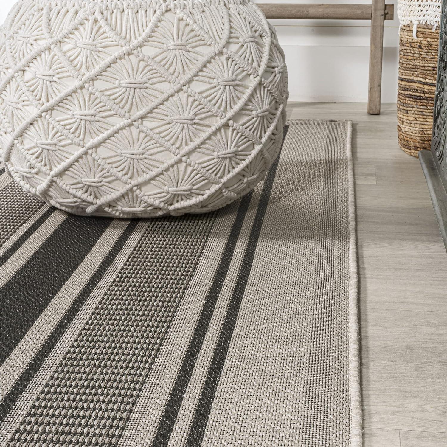 Haynes Modern Double Stripe Indoor/Outdoor Area Rug - JONATHAN Y